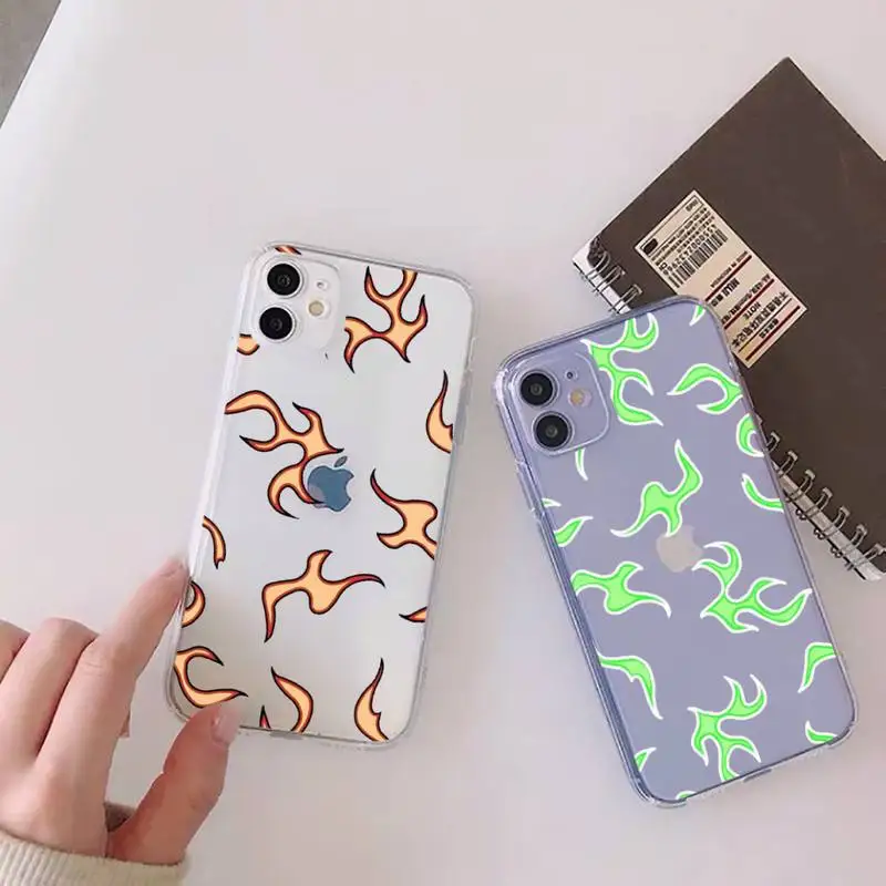 

Blue Flame Fire Phone Case Clear Transparent for iPhone 11 12 13 mini pro XS MAX 8 7 6 6S Plus X 5S SE XR 2020