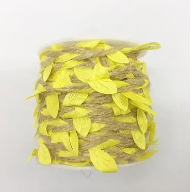 yellow 10 м/рулон зеленых листьев из мешковины, рулон ленты из натуральной мешковины, hessian джутовая веревка, подвесное украшение, аксессуары для рукоделия - Цвет: yellow
