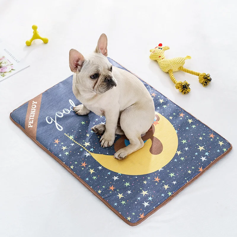 

Pet Dog Bed Washable Summer Cooling Mat for Dogs Cats Kennel Cartoon Animal Print Mat Portable Pad Ice Cushion Pet Accessories