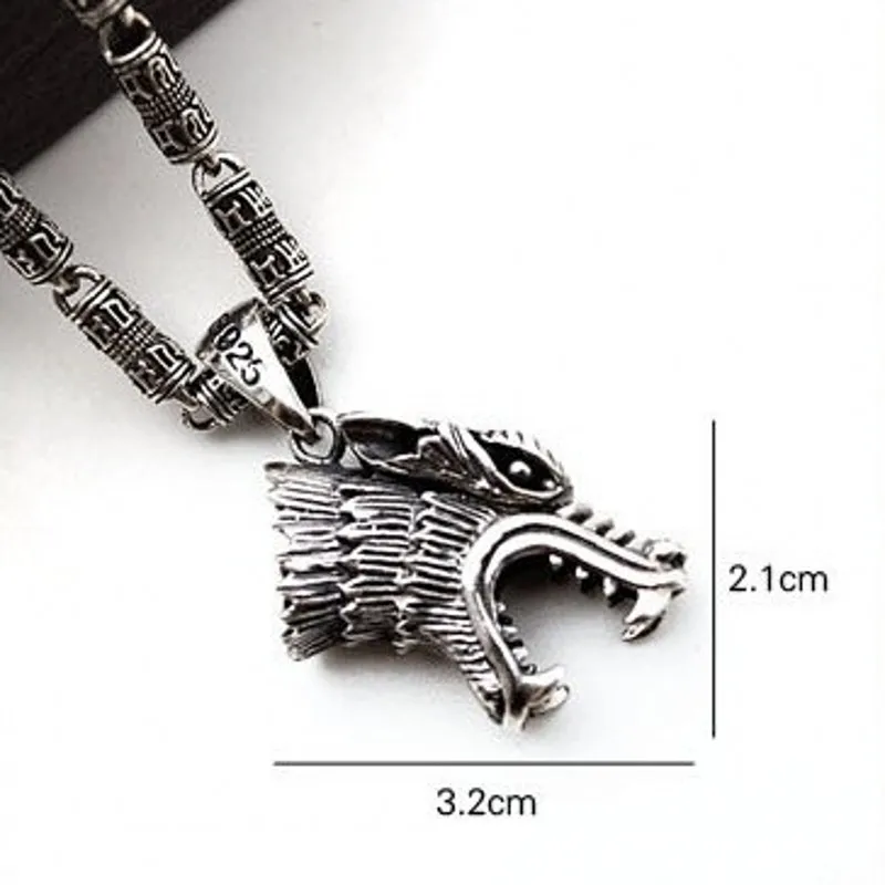 

BOCAI Pure S925 Silver Jewelry Retro Pendant Man Personality Wolf Head Trendy 2021 Fashion Punk Hip-hop Rock Man Pendant
