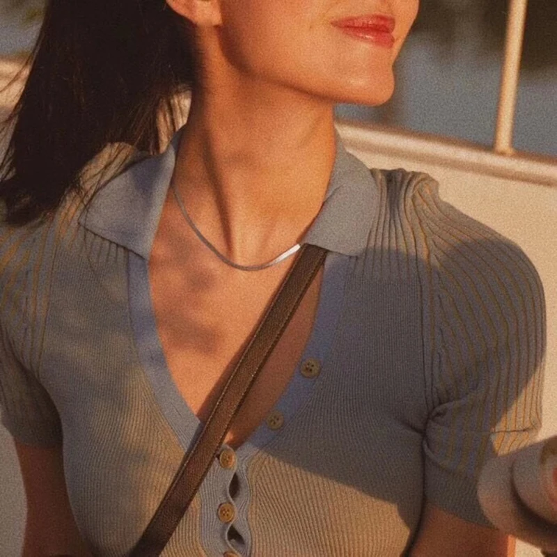 

Kpop Gold Color Women's Neck Chain Choker Necklace Clavicle Minimalist Jewelry On The Neck Pendant 2021 Chocker Collar For girl