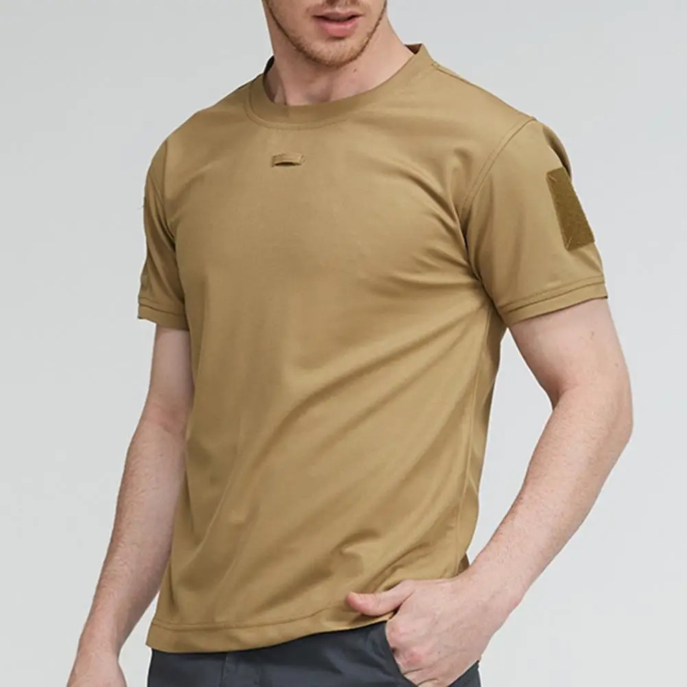 

Summer Unisex T-shirt Solid Color Quick Drying Military Short Sleeve O Neck Blouse Top for Training