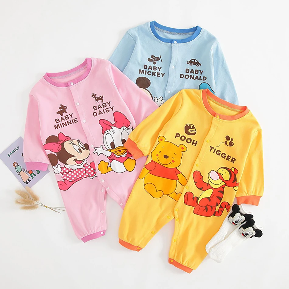 

2022 Newborn Baby Romper Mickey Minnie Mouse Infant Jumpsuit Baby Boy Girl Clothes Fall Long Sleeve Bebe Costume