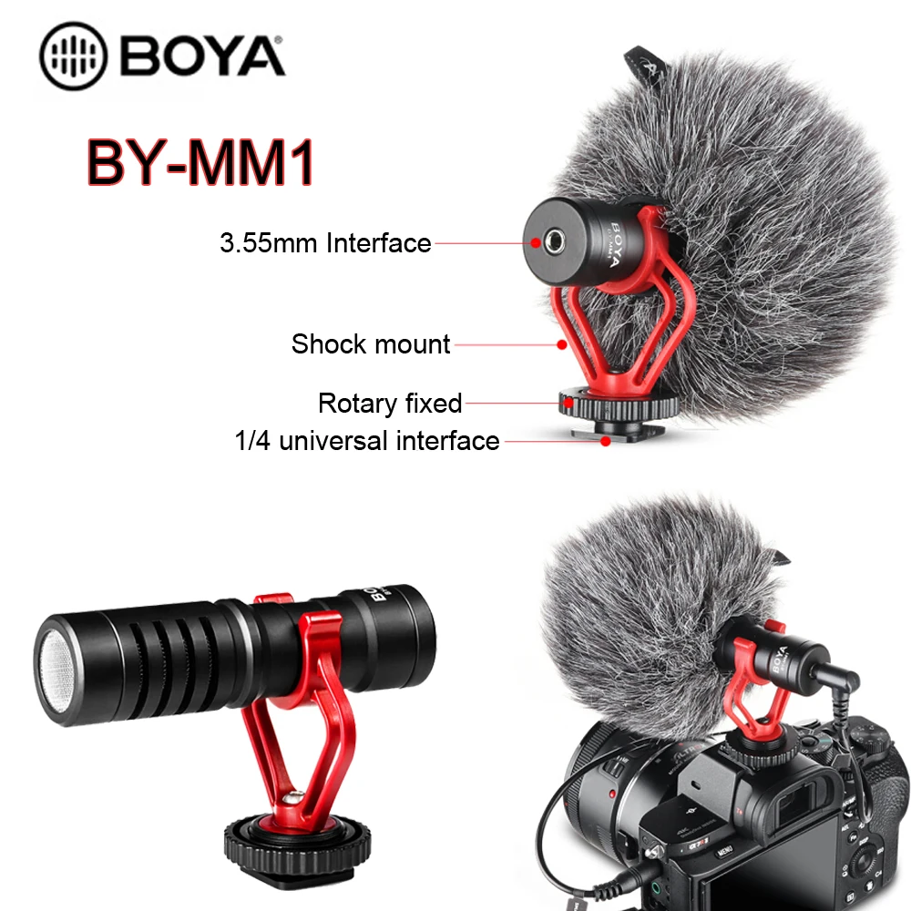 Microphone BOYA BY-M1 MM1 M1DM Collar Condenser Lapel Studio Mic 6m Lavalier Mini Lightning convert for YouTube Vlog Cam | Электроника