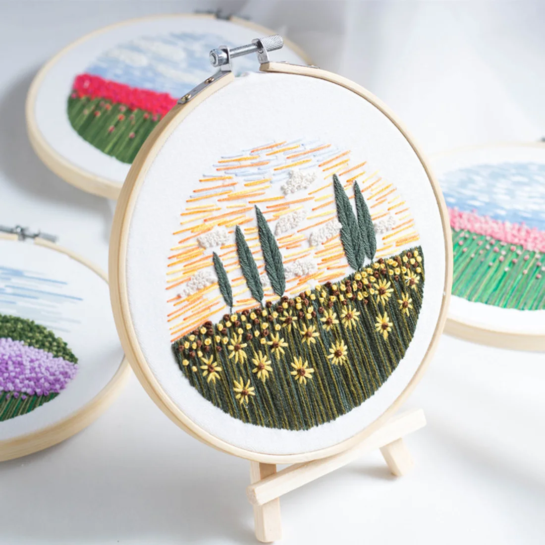 15x15 см DIY Набор для вышивания крестиком с бамбуковым кольцом для вышивания-Гвоздика - Цвет: Sunflower