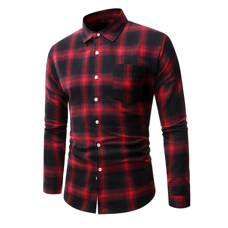

Mens Shirt Fashion Casual Long Sleeve Vintage Retro Plaid Print Cotton Slim Male Shirts Check Shirt Men Oversized Plus Size 5XL