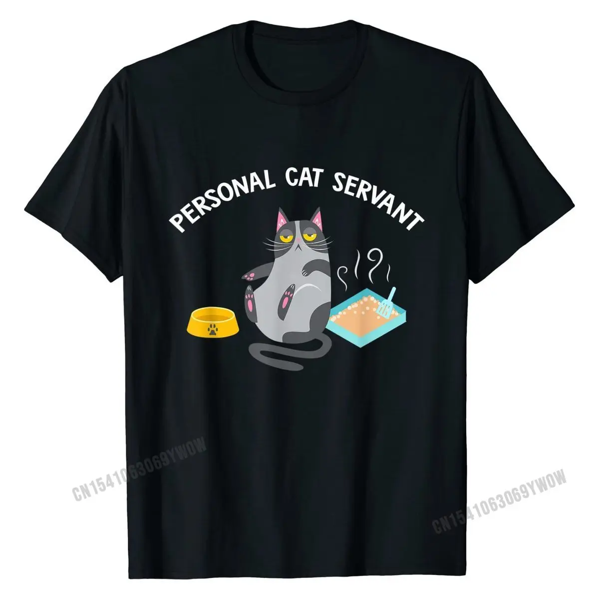 

Personal Cat Servant Funny Cat Lover Gift T-Shirt Printed On Design Tops & Tees Plain Cotton Men T Shirt