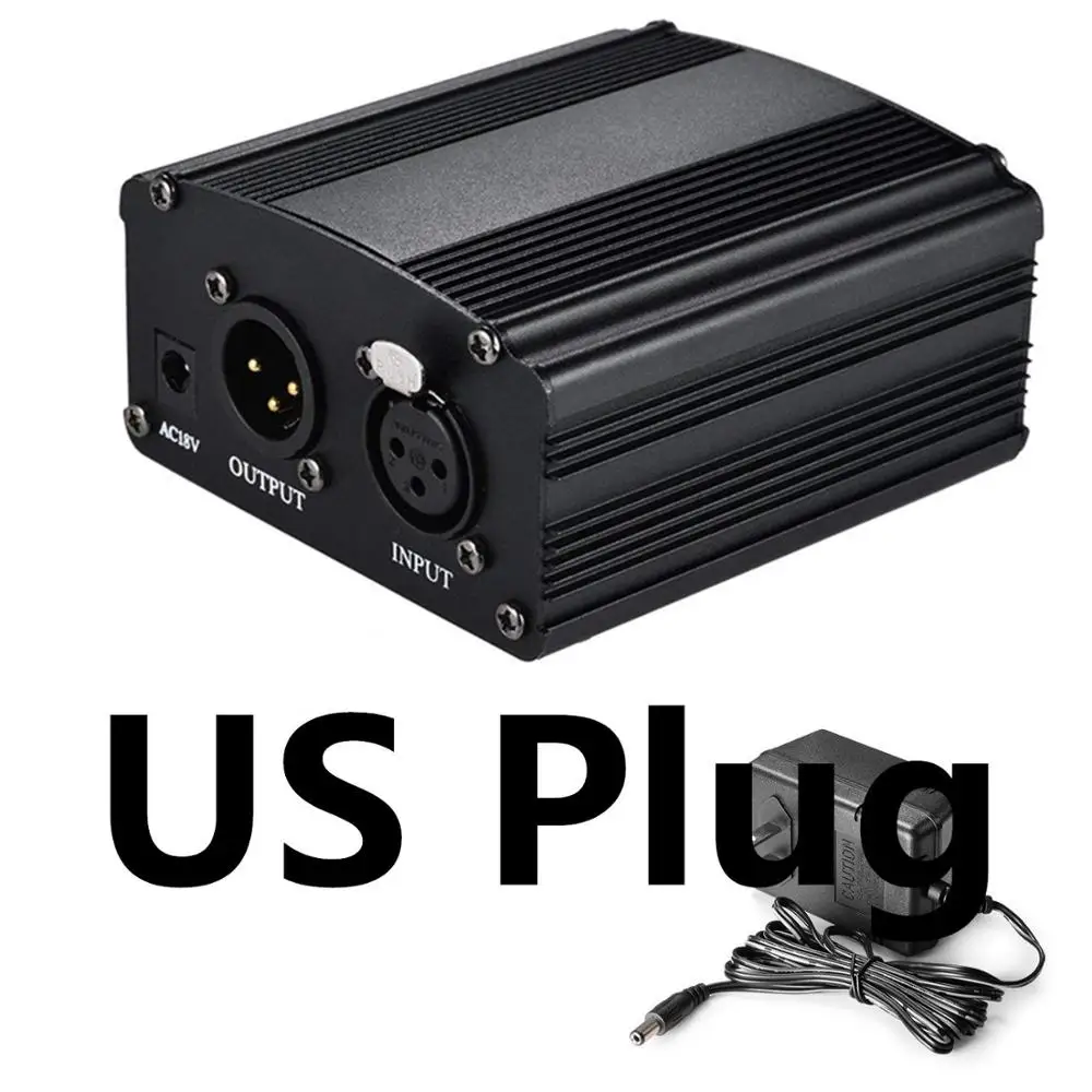 Красный Микрофон на расстоянии 1-канал 48В Питание+ адаптер AU US EU Plug для любого конденсаторный микрофон для записи - Цвет: Красный