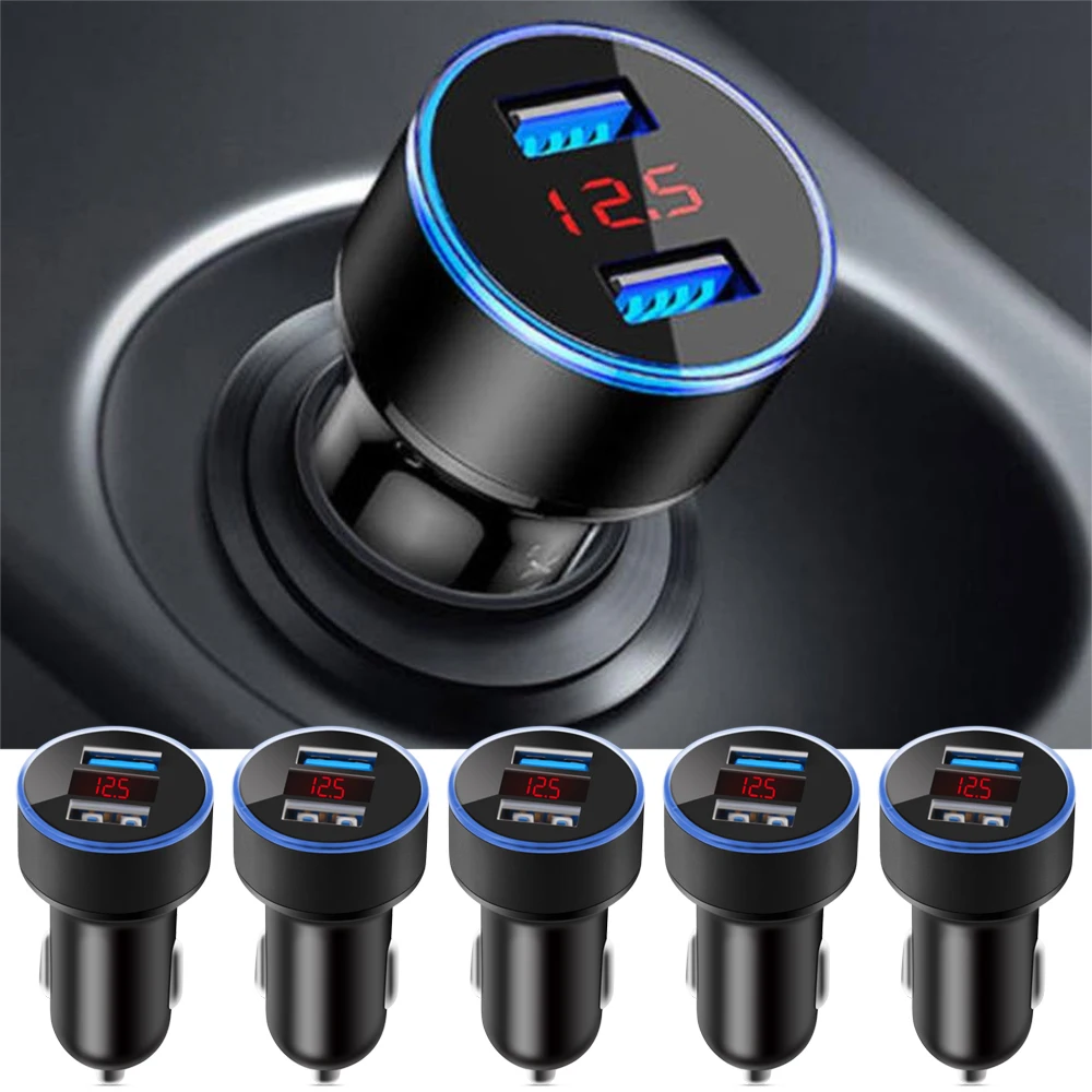 3.1A светодиодный дисплей USB зарядное устройство для телефона автомобильное 12-24 В
