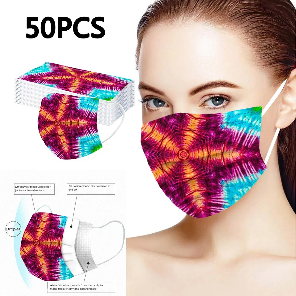 

Mask Adult Tie-dyed Digital Printing Three Layer Protective Breathable Mask Masque Adulte Maschera monouso Mscara Para Adultos