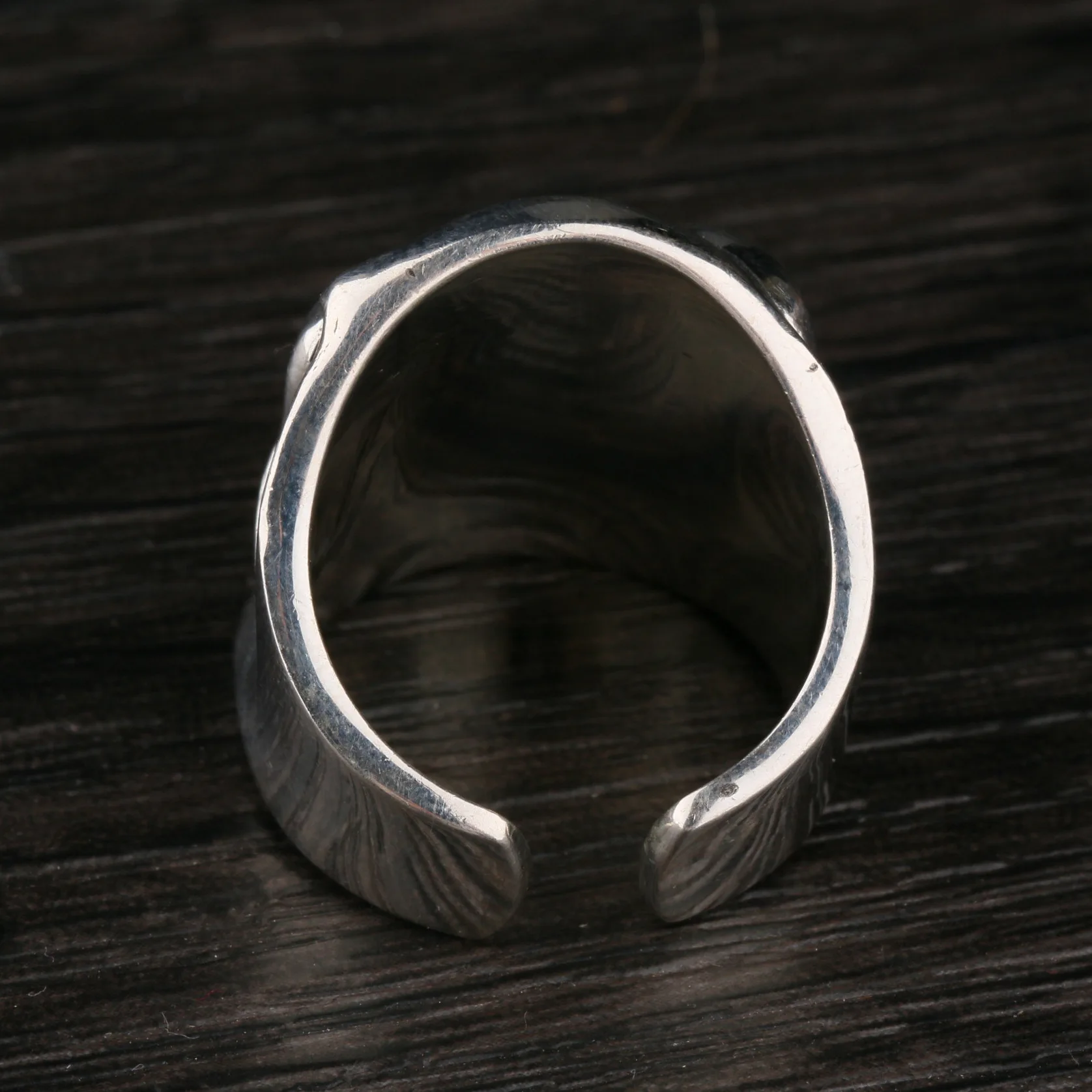 

S925 Sterling Silver man skull ring opening domineering personality to create vintage old silver jewelry Thai silver adjustable