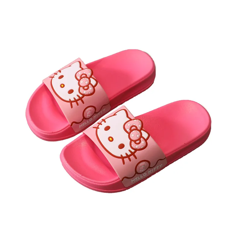 

Hello Kitty New Parent-child Indoor Waterproof Cartoon Slippers Girls Non-slip Summer Bathroom Wear A Word Sandals Outside Home