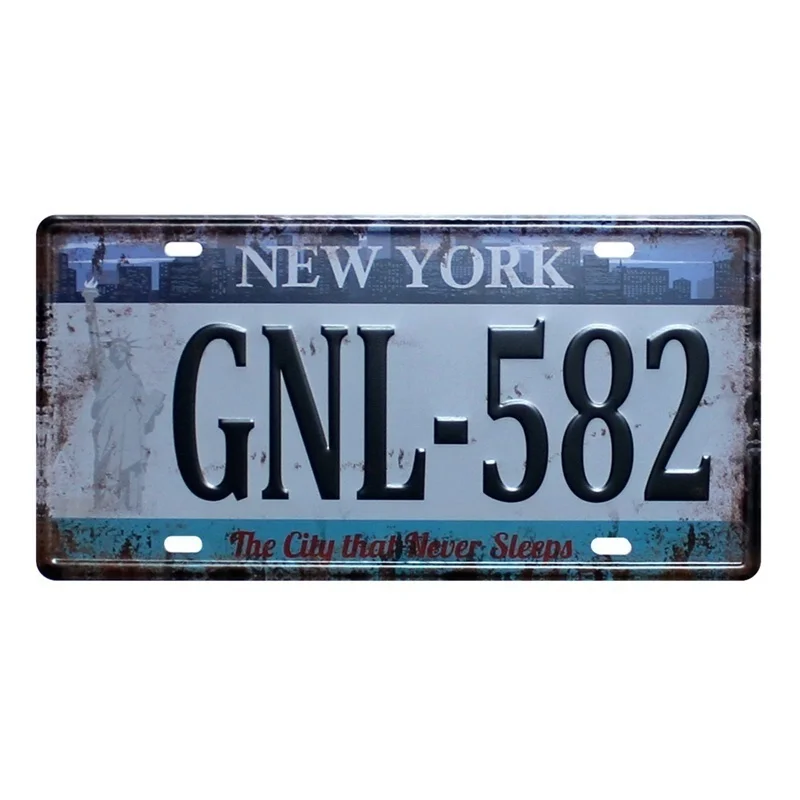 

USA Texas New York California Car Number Metal License Sign Plate Vintage Decor Wall Garage Bar Pub Tin Plaques Signs Art Decor