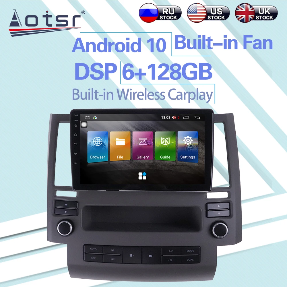 

Магнитола для Infiniti, Android FX35, FX45, 128-2006 Гбит/с, 6 + 2009 ГБ, автомобильная стереосистема, беспроводная, Carplay, GPS-навигация, мультимедийный плеер