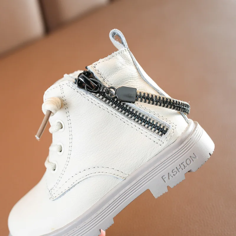 

Winter Children's Casual Genuine Leather Cotton Short Boots Baby Soft Bottom Martin Boots Children Shoes