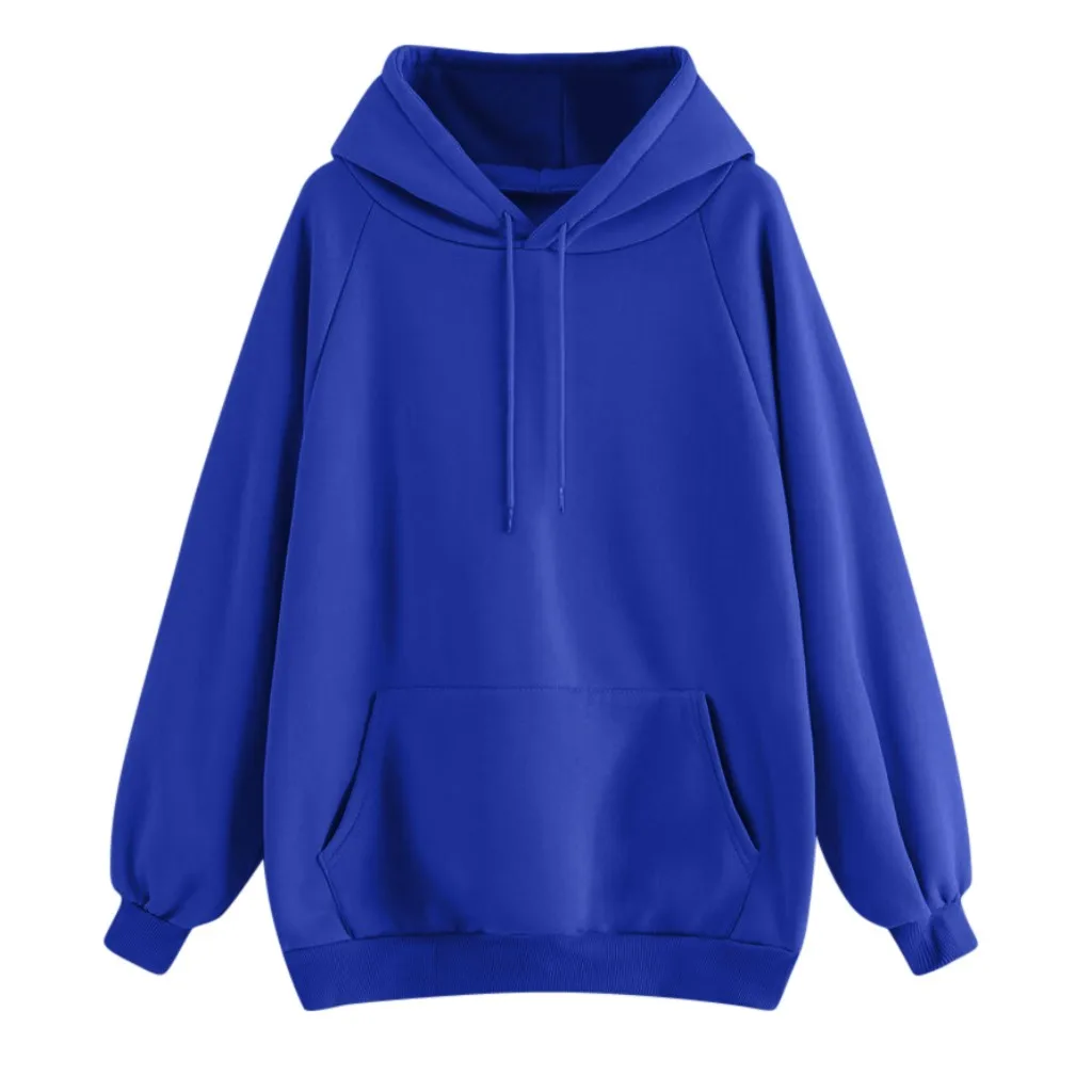 

2021 Autumn Solid Hoodies Women Long Sleeve Hoodie Sweatshirt Hooded Pullover Tops Blouse With Pocket Female Jumper Sportswear