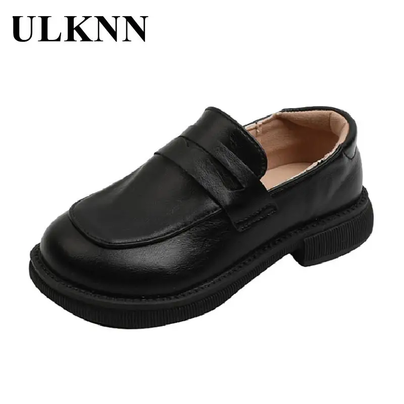 

ULKNN Boy's Shoes Slip-On Soft Leather Shoe For Kid's 2023 Spring Plain Anti-Slippery School Shoes Children's Classic Flats Baby