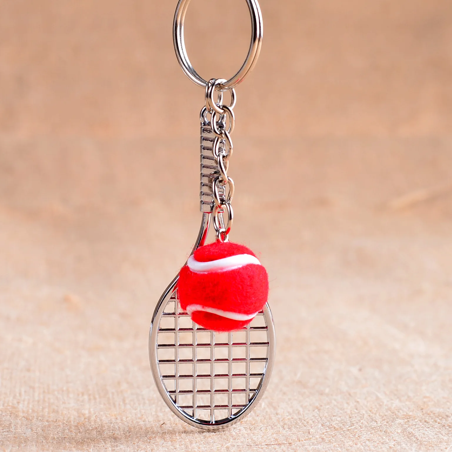 

Tennis Racket Keyrings - Cute Sport Mini Keychains car 6 color Pendant Keyring Sports Key Chain Who love sports Gifts