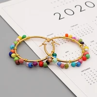 go2boho earring for women jewelry fashion bohemian colorful bead ear ring 2020 gold plated circle jewellery hoop earrings