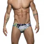 Пикантная Мужская одежда для плавания с подкладкой, дышащий купальный костюм, шорты с низкой талией, плавки с принтом, новейшая треугольная Спортивная одежда для купания