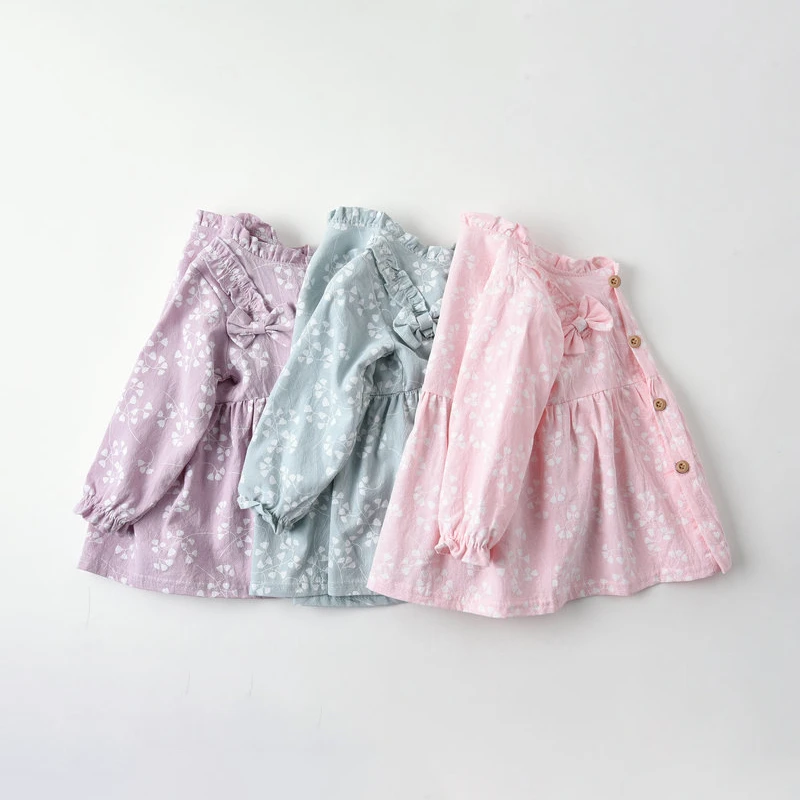 

Long Sleeve Floral Girls Dress Clothing Party Baby Dresses Cotton Princess Cute Birthday Gift Halloween Kid Dress