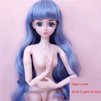 bjd dolls 60cm 20 joint 3 pairs eye detachable hair cover 13 girl fashion dress up nude mid length wig doll toy birthday gift