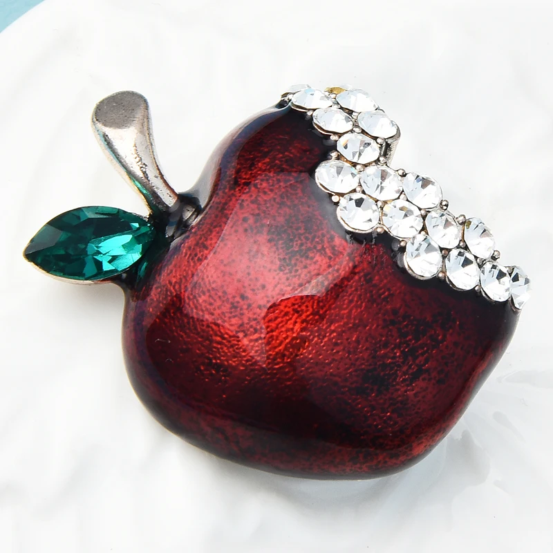 Wuli&baby Rhinestone Apple Brooches For Women Unisex Enamel Fruits Party Office Brooch Pins Gifts | Украшения и аксессуары
