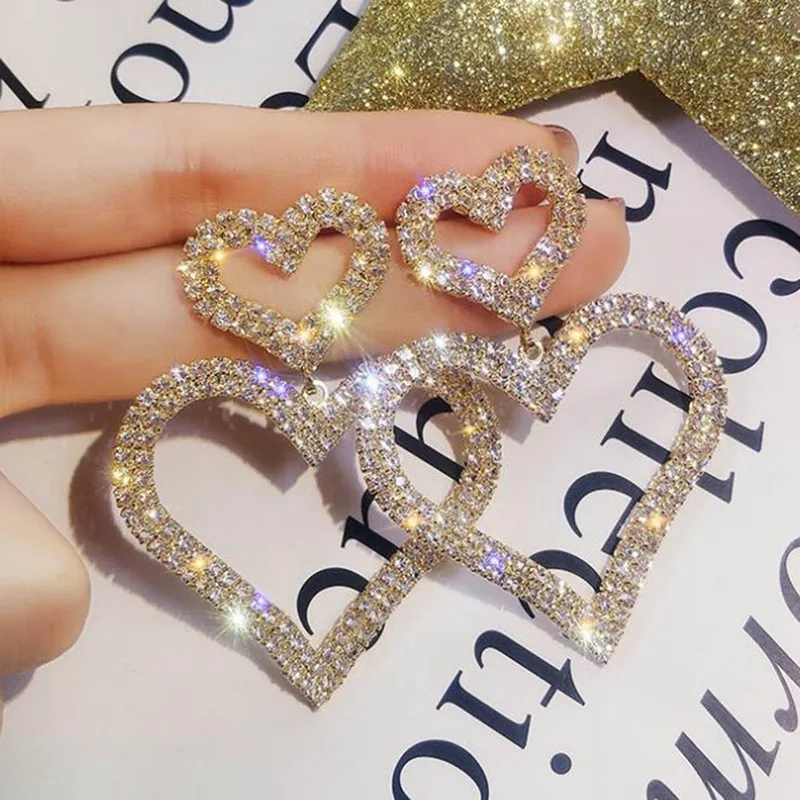 Европейские и американские модные большие серебряные золотые Двойные Серьги Love