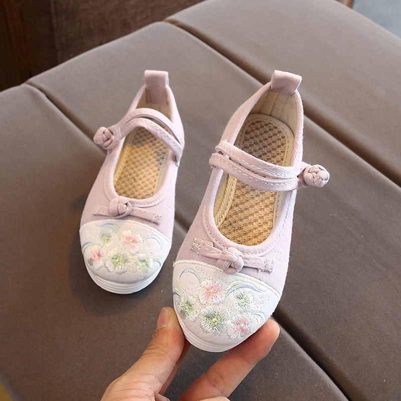 Детская парусиновая народная стильная детская повседневная обувь для девочек