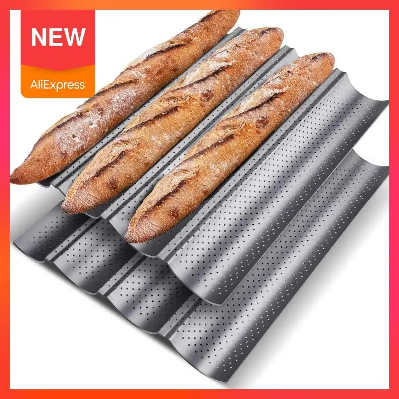 

2/3/4 Groove Waves Bread Baking Tool French Bread Mold For Baking Bread Wave Baking Tray Practical Cake Pan Baguette Mold