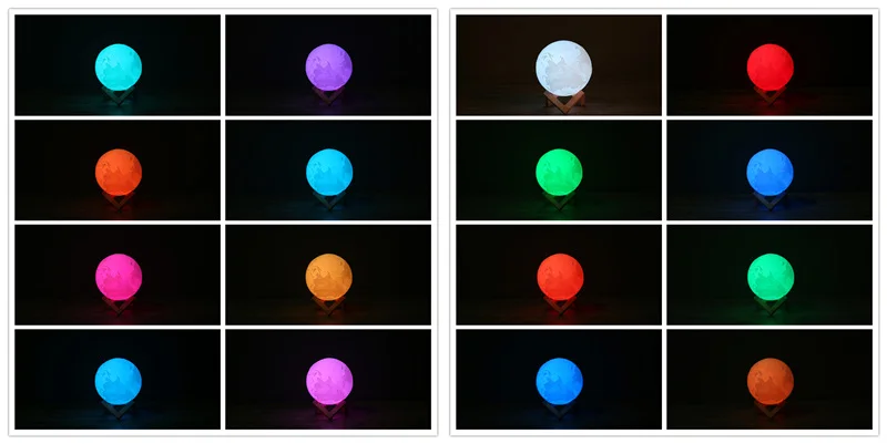 16 colors 3-D печать земля лунный свет зарядка ночник светодиодный светильник 2-color Touch 16-color пульт дистанционного управления украшение дома креативный подарок - Испускаемый цвет: 16 colors