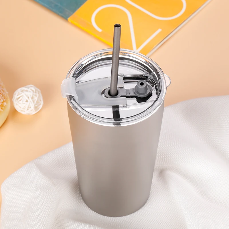 Tiartisan 500ml Double layer titanium coffee cup titanium mug with free titanium straw for beverage juice water wine