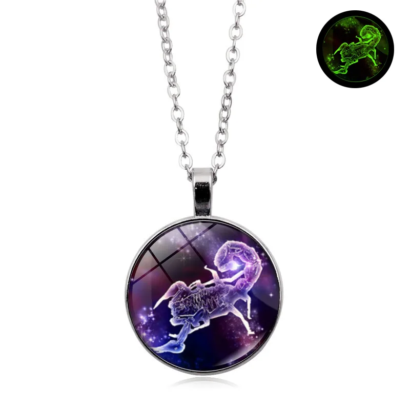 Светящееся ожерелье с 12 созвездиями подвеска со знаками Зодиака светится в