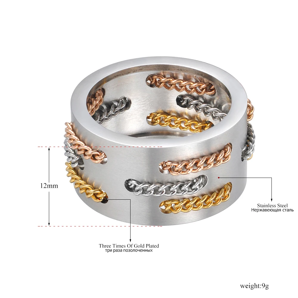 Lokaer Original Design Hiphop/Rock Chain Party Rings Jewelry For Women Men Trendy Titanium Stainless Steel Hyperbole Ring R19095 | Украшения