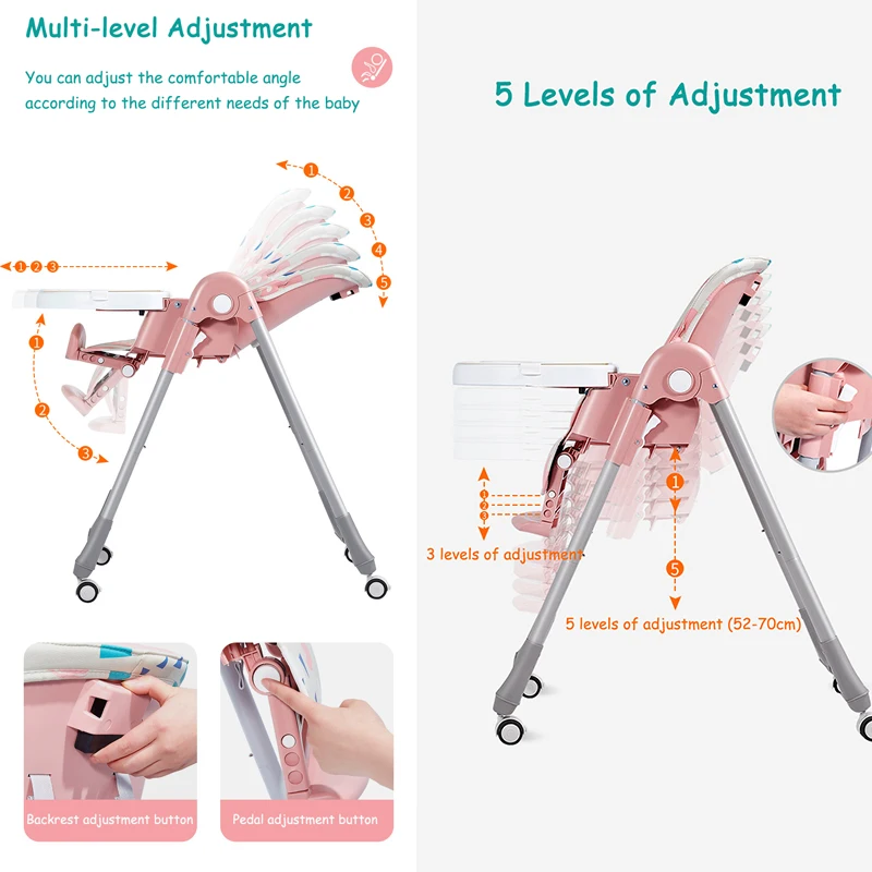 Регулируемое детское кресло babyinside портативное многофункциональное с ремнем