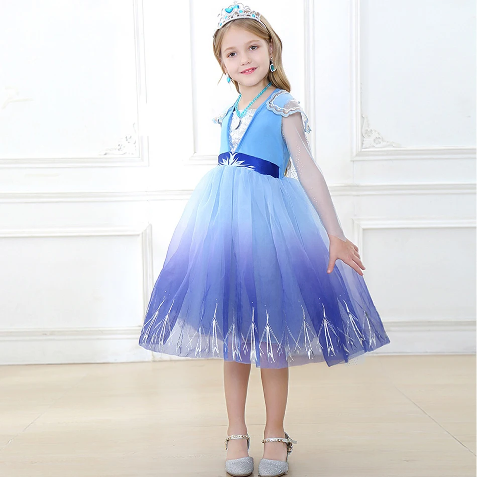 2020 New Ana Elza Dress Snow Queen Cosplay Costume Kids Dresses For Girls Party Princess Fancy Children Clothes | Детская одежда и