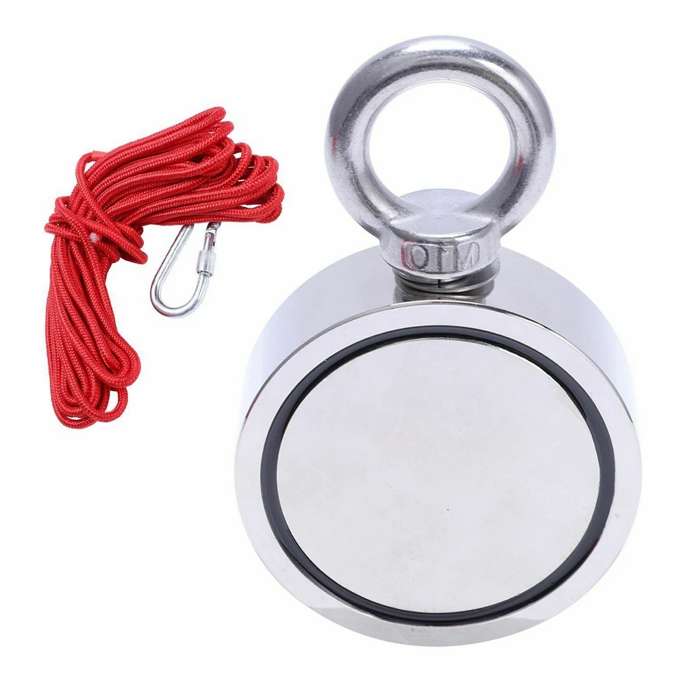 

Strong Powerful Neodymium Magnet Double Side Salvage Magnet Sea Fishing Magnet Holder Pulling Mounting Pot With 10M Rope