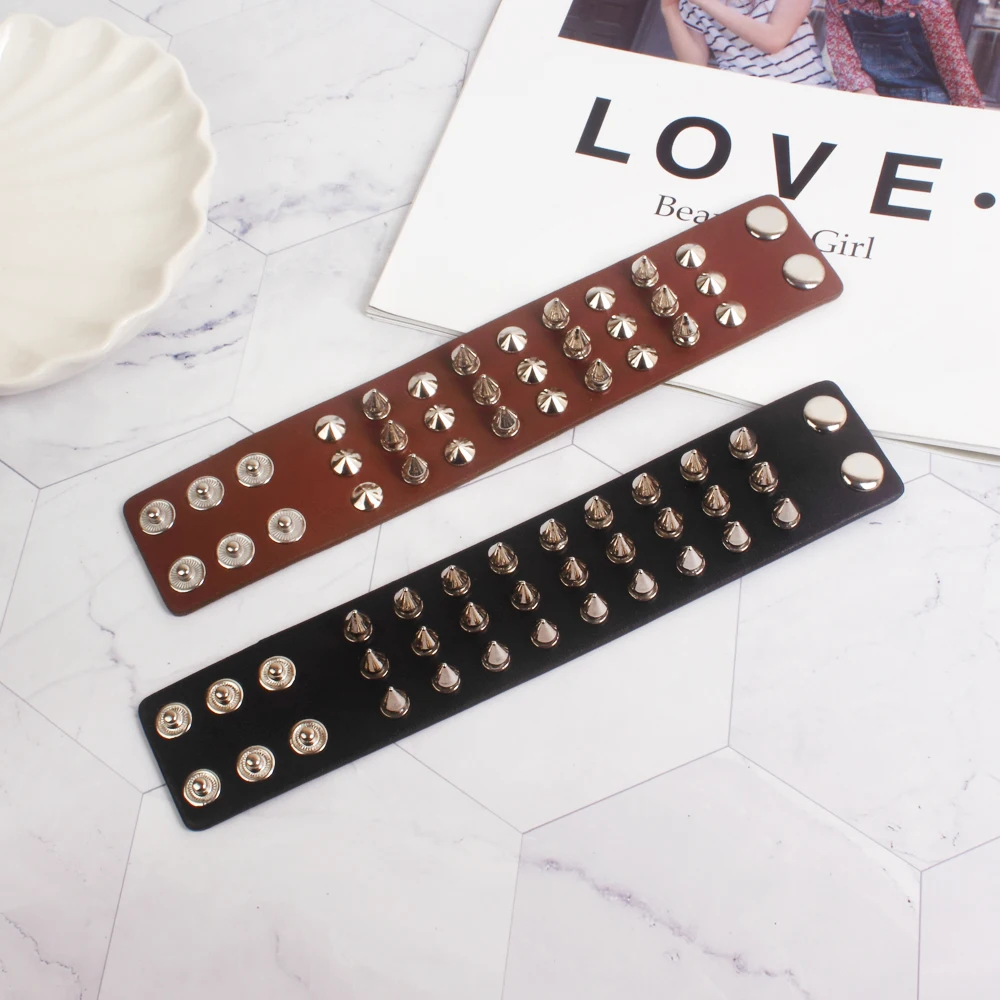 Панк Черная кожа браслеты для щиколоток женщин мужчин из сплава серебряного