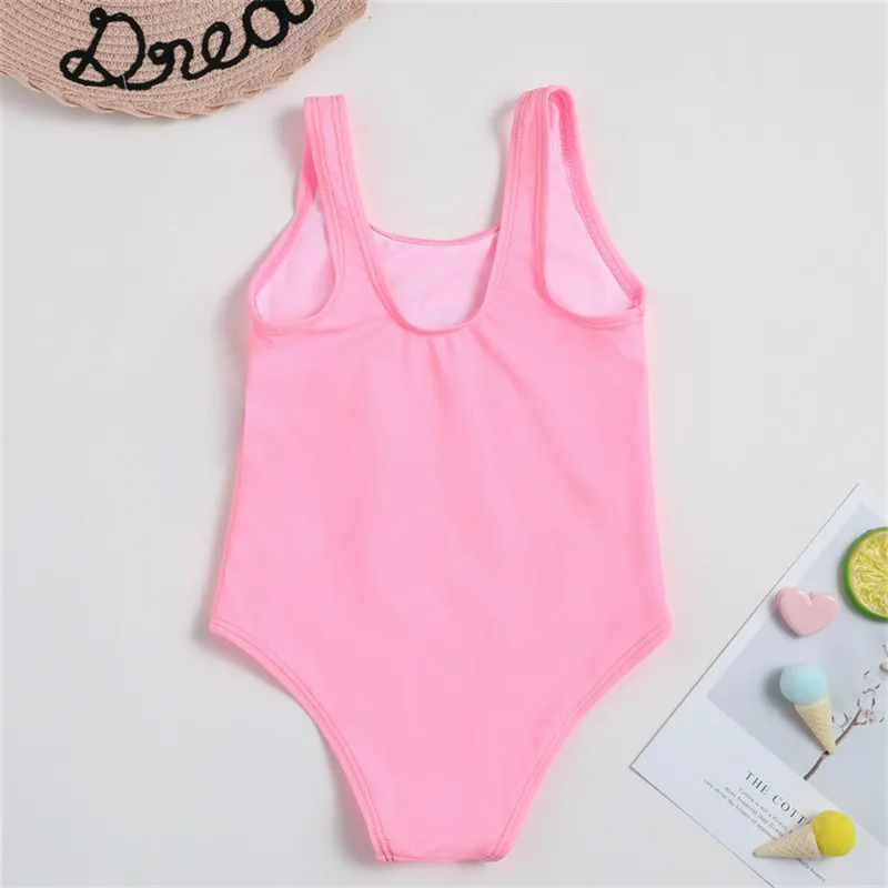 Детский слитный нейлоновый купальник монокини для девочек розовый с принтом 34 2021