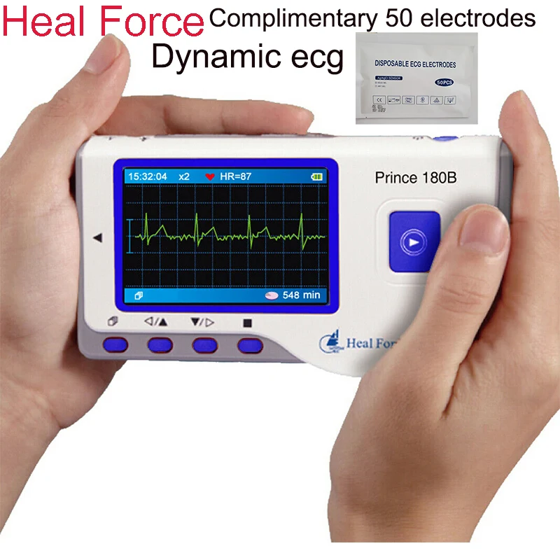 Портативный пульсометр Heal Force 180B 180BO ECG Holter портативный EKG с цветным экраном в