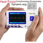 Портативный пульсометр Heal Force 180B 180BO ECG Holter, портативный пульсометр EKG с цветным экраном, в наличии 50 электродов