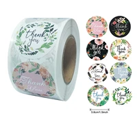 qiduo 500pcs 3 8cm thank you sticker round handmade stickers gift seal labels aesthetics flowers stationery botanical stickers