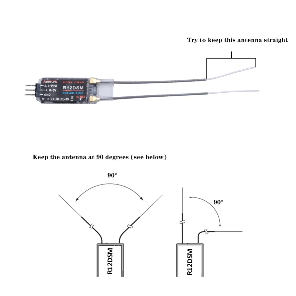 Радиоуправляемый мини-приемник Radiolink R12DSM 2 4 ГГц 12 каналов сигнал SBUS/PPM DSSS и FHSS