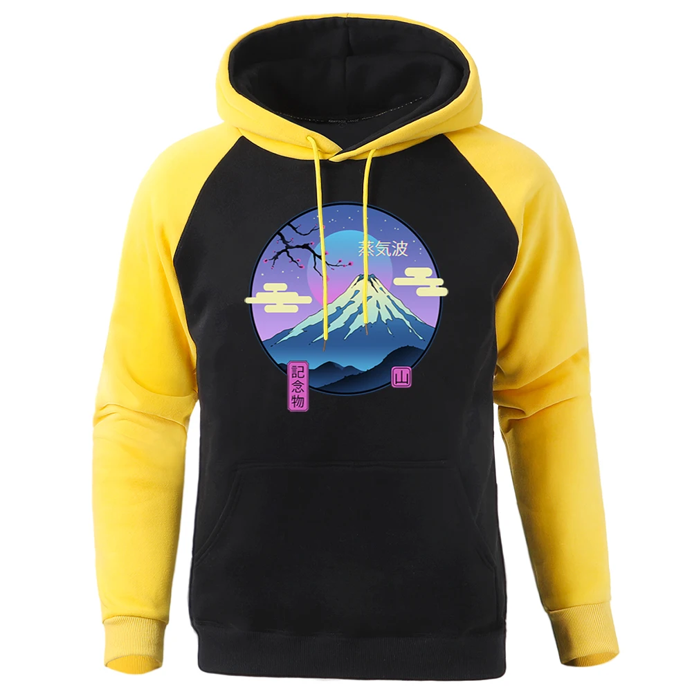 

Mount Fuji Pattern Streetwear Mens Hoodies Cartoon Japan Landscape Tracksuits Man Harajuku Custom Comfortable Sweatshirts Man
