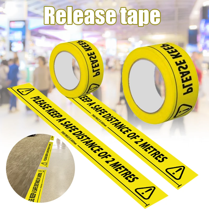 

Safety Tape 2m Metre Apart Social Safe Distancing Floor Tape 33m x 48mm Alarm Warning Caution Signs Sticker Safety Supplies