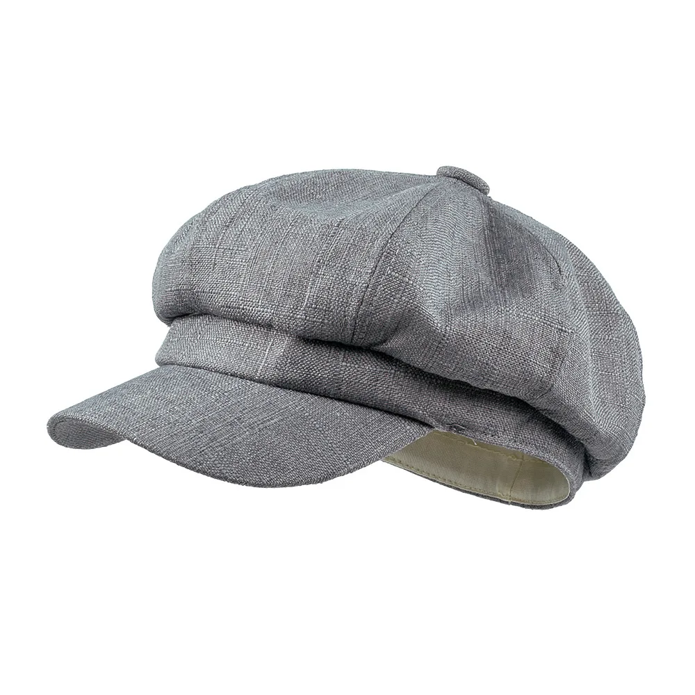 British Retro Thin Beret Hat Cotton Hemp Pure Color Beret Painter Cap Men Woman Spring Summer Simple Casual Short Eave Cap H7398