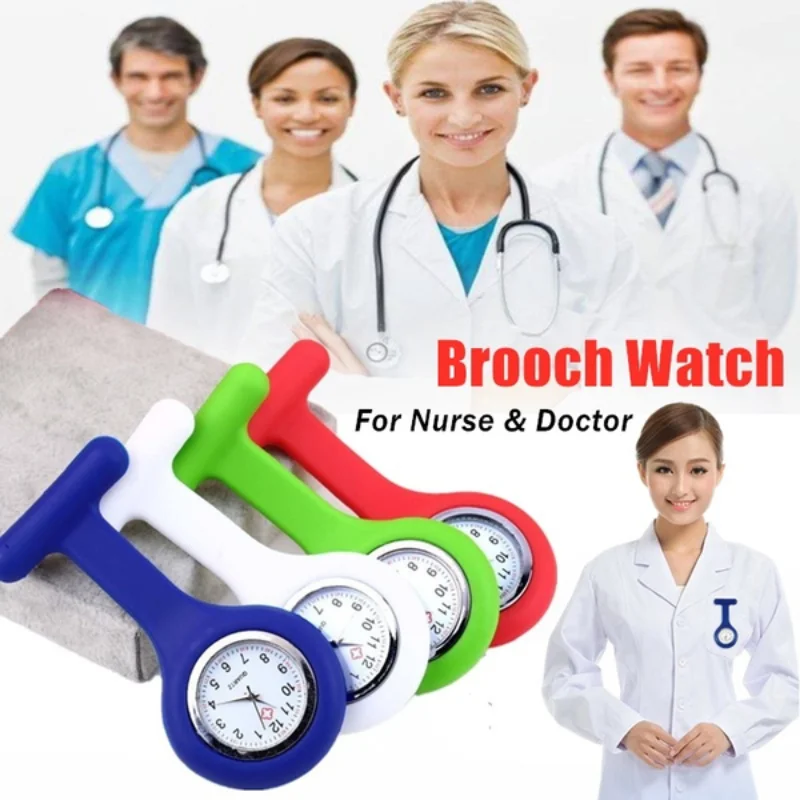 

Часы наручные с силиконовым ремешком и брошкой для медсестер
