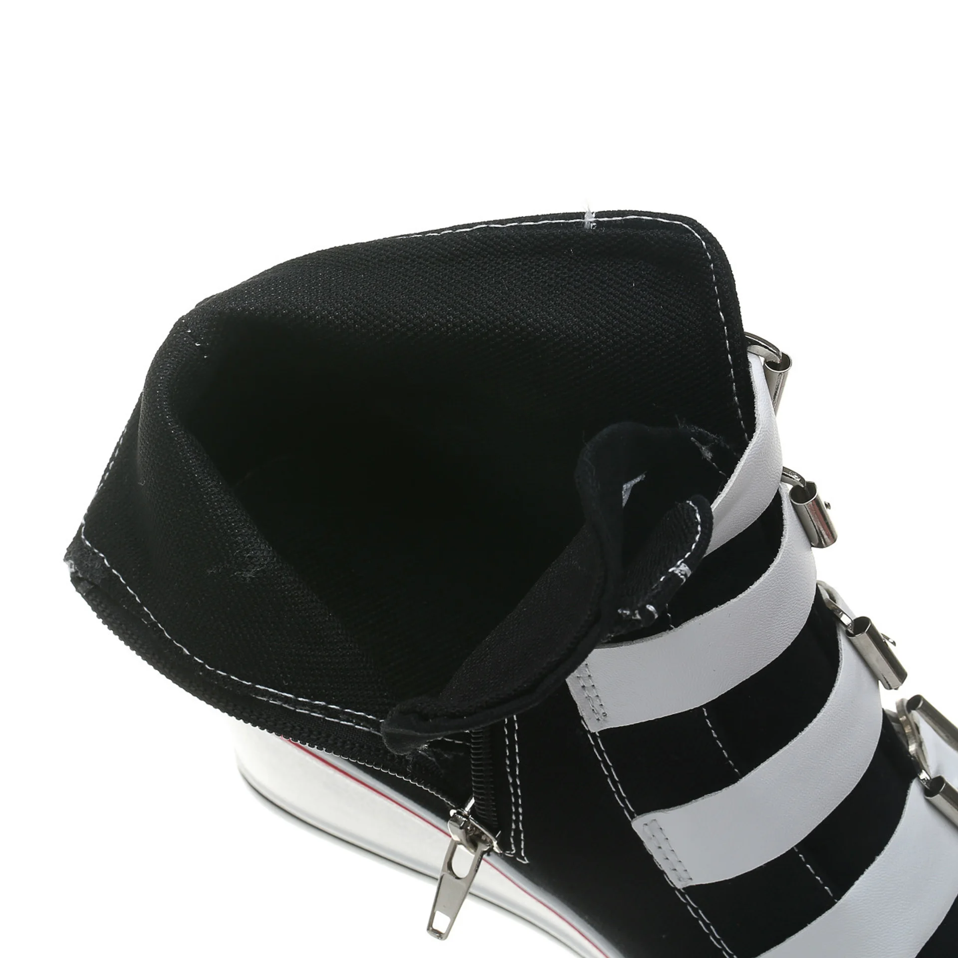 

Hot Sale Women High Heel Sneakers Wedges Canvas Platform Shoes Belt Buckle Hook Loop Zipper Increase Height Wedge Single Shoes