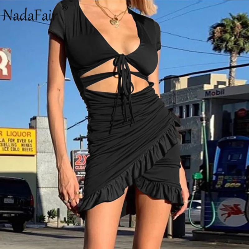 Женское облегающее платье с оборками коротким рукавом и рюшами|Женские платья| |