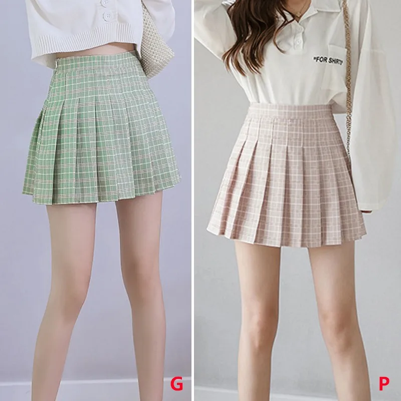 Плиссированная юбка трапециевидной формы в клетку с высокой талией на молнии